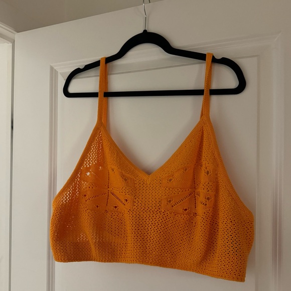 Orange Knit Crop Top Plus Size - Picture 2 of 5